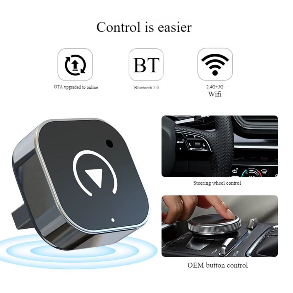 2 in 1 Wireless Carplay Android Auto Adapter Carplay AI Box Auto Connect Wireless Carplay Adapter for Factory Wired Carplay Cars