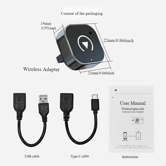 2 in 1 Wireless Carplay Android Auto Adapter Carplay AI Box Auto Connect Wireless Carplay Adapter for Factory Wired Carplay Cars
